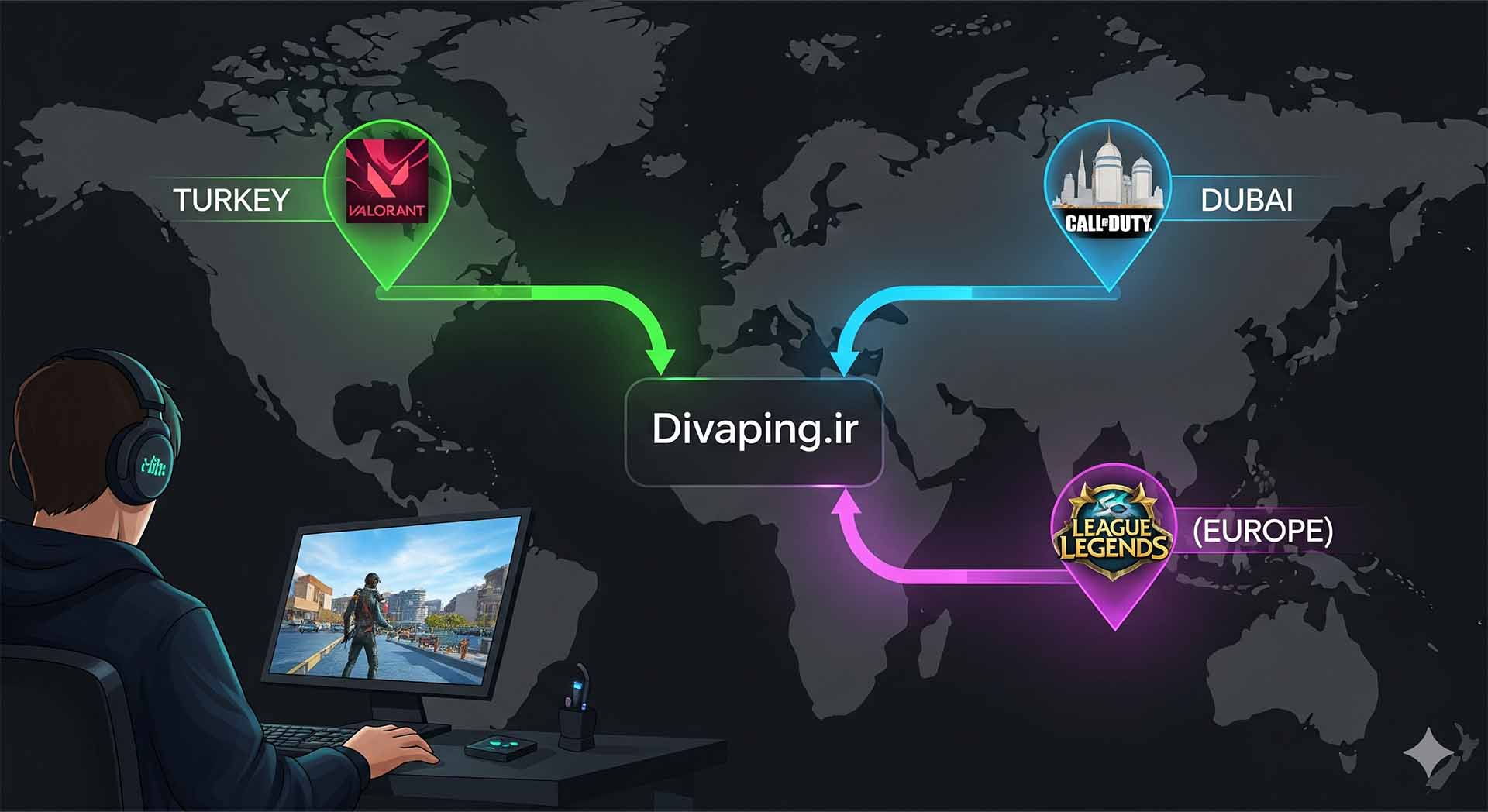 معرفی سرورهای محبوب کاهش پینگ در ایران (ترکیه، دبی، اروپا)